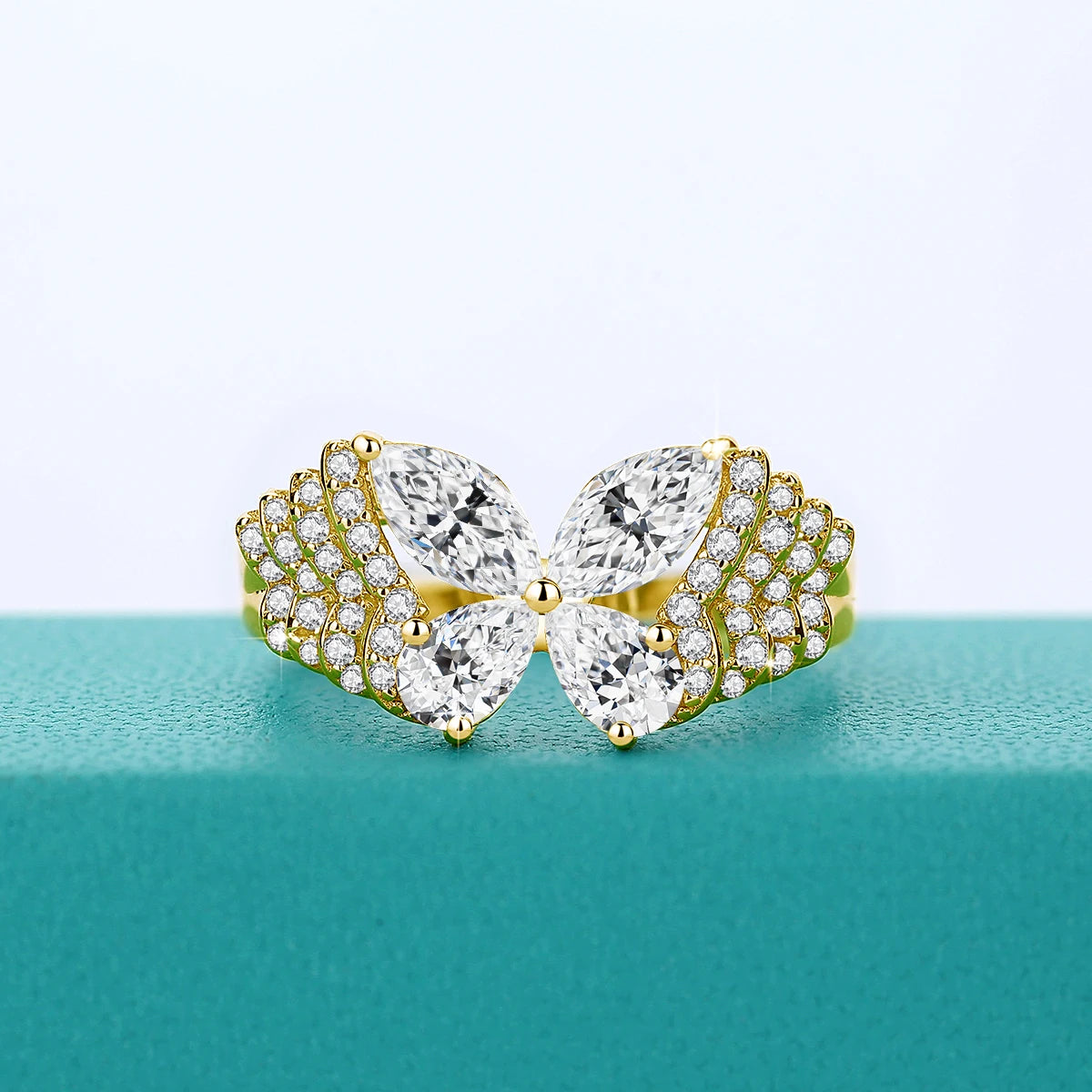 14K Gold-Filled Moissanite Butterfly Ring