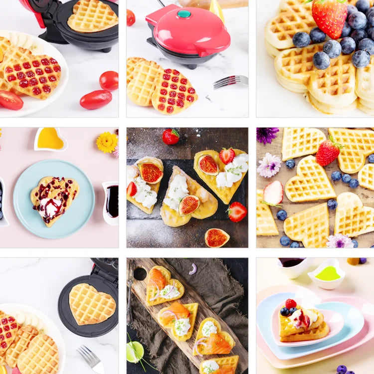 Compact Electric Heart-Shaped Waffle Maker