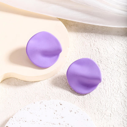 Candy Colored Button Shape Round Acrylic Earrings