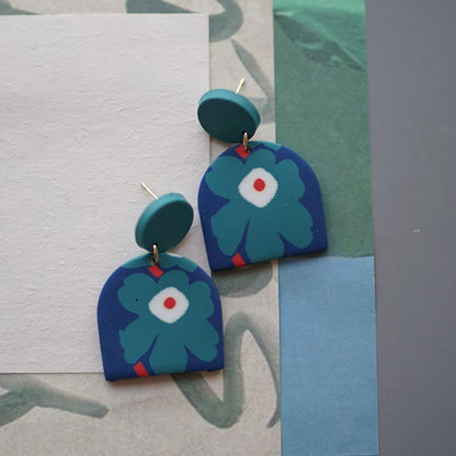 Flower Abstract Art Deco Pattern Earrings