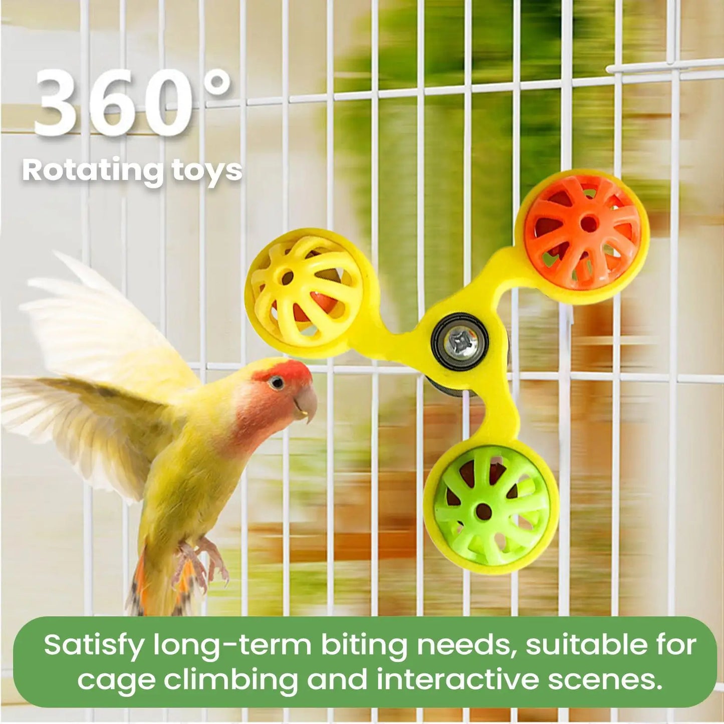 Interactive Rotating Windmill Bird Toy with Bells