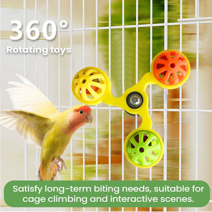 Interactive Rotating Windmill Bird Toy with Bells