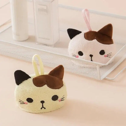 Cute Cat Coral Fleece Kitchen Hand Towel