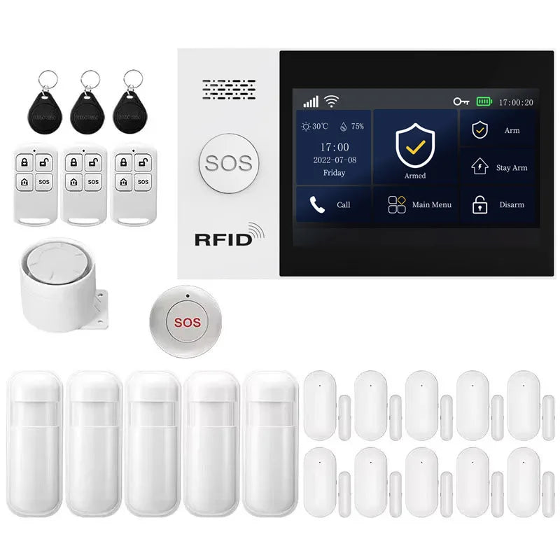 Tuya Security Alarm Kit with Touch Screen & Sensors