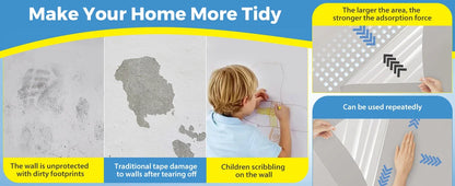 Adhesive-Free Clear Wall Protector Film for Kitchens, Furniture & Walls