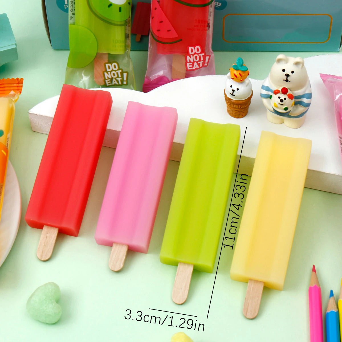 Fruit Popsicle Novelty Eraser Set