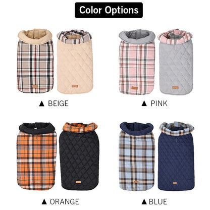Waterproof Plaid Dog Jacket for Winter