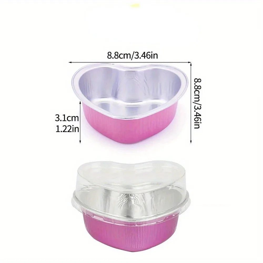 Heart Shape Disposable Aluminum Cupcake Liners