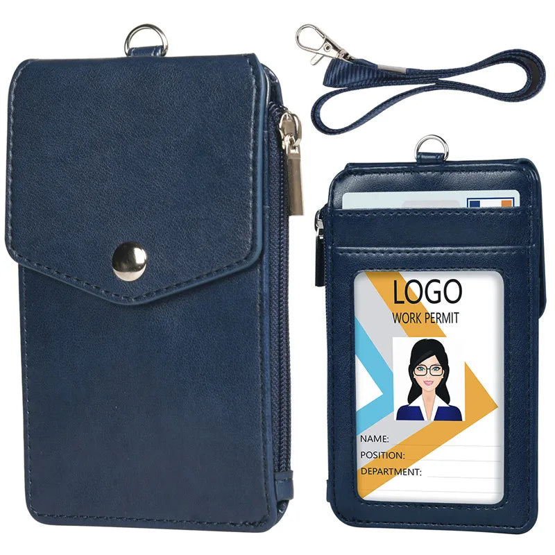 PU Lanyard Badge Holder with Zipper