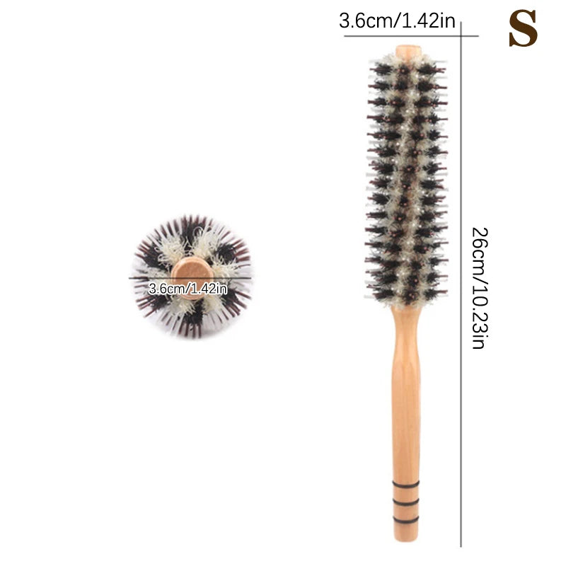 Natural Boar Bristle Wooden Round Hair Brush