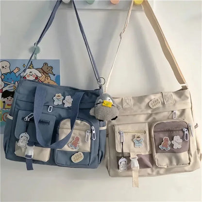 Waterproof Canvas Crossbody Tote Bag