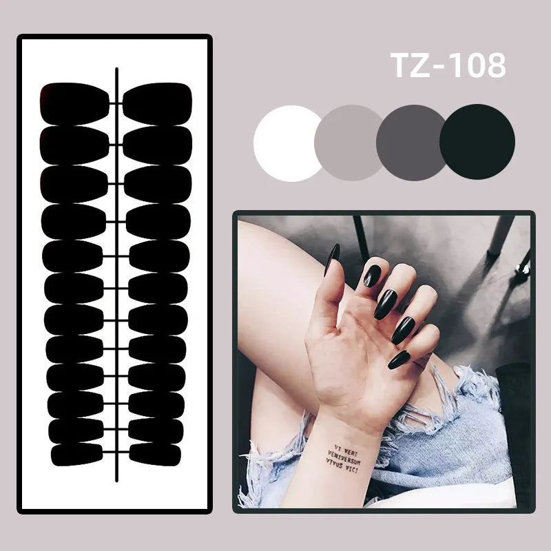 Long Almond Press On False Nails Set