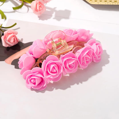 Pink Bubble Flower Hair Claw Clip