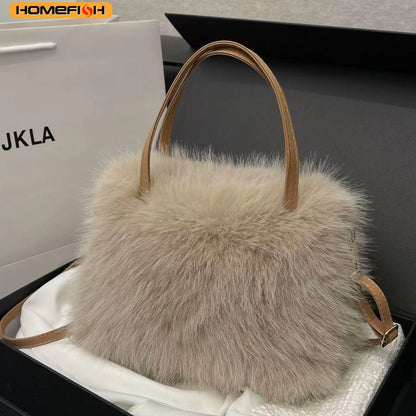Luxury Plush Faux Fur Shoulder & Crossbody Handbag