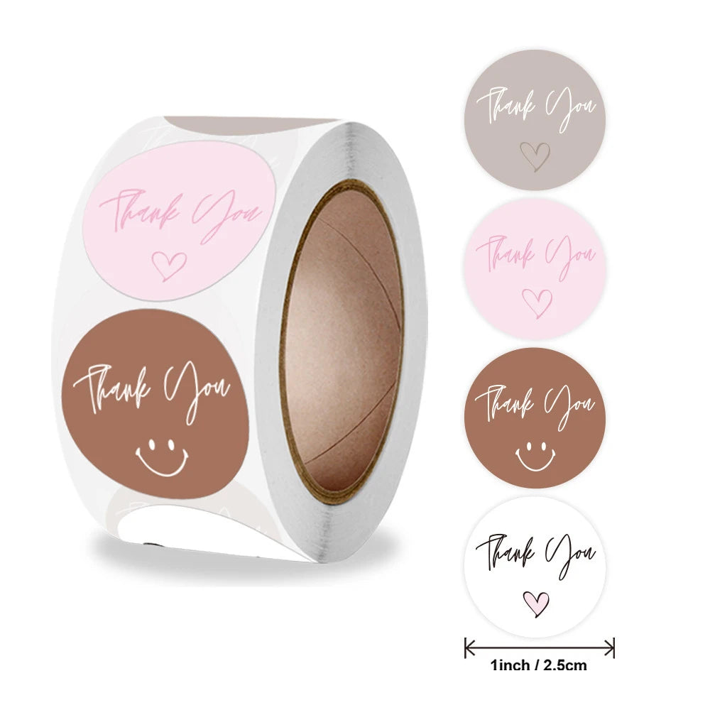 Pink Thank You Adhesive Stickers for Small Business Packaging & Gifts