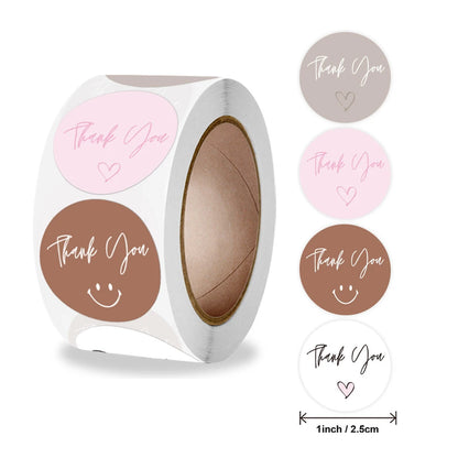 Pink Thank You Adhesive Stickers for Small Business Packaging & Gifts