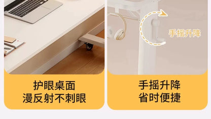 Adjustable Overbed Laptop Desk with Hand Crank & Wheels