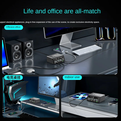 6-in-1 210W Retractable Cable Charging Station