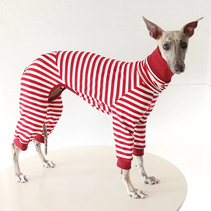 Striped Cotton Dog Pajamas for Italian Greyhounds & Whippets