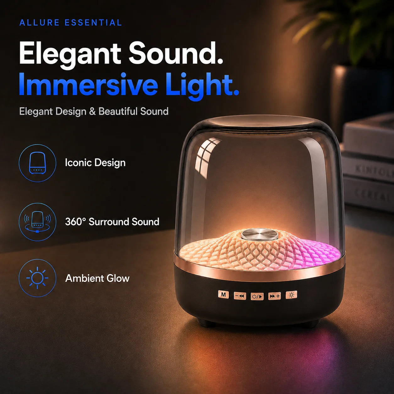 Portable Bluetooth 5.0 Wireless Speaker with Ambient Light