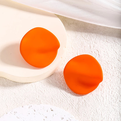 Candy Colored Button Shape Round Acrylic Earrings