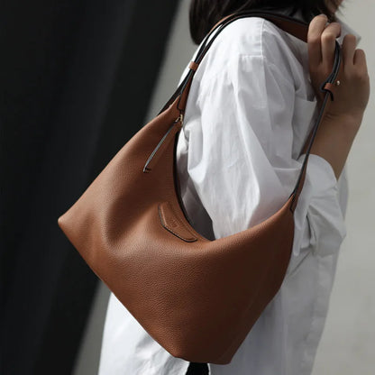 Cowhide & Nylon Hobo Shoulder Bag