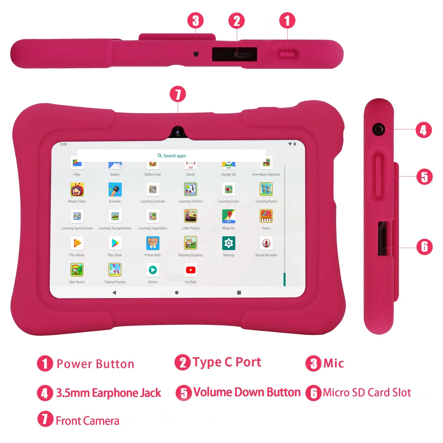 7-Inch Android Kids Tablet with Protective Case & Parental Controls