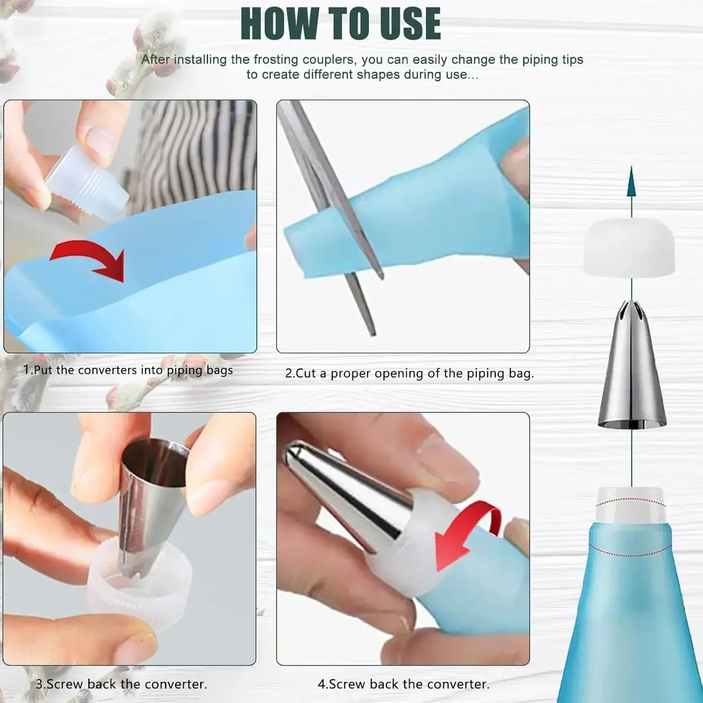 Reusable Silicone Piping Bag Cake Decorating Set