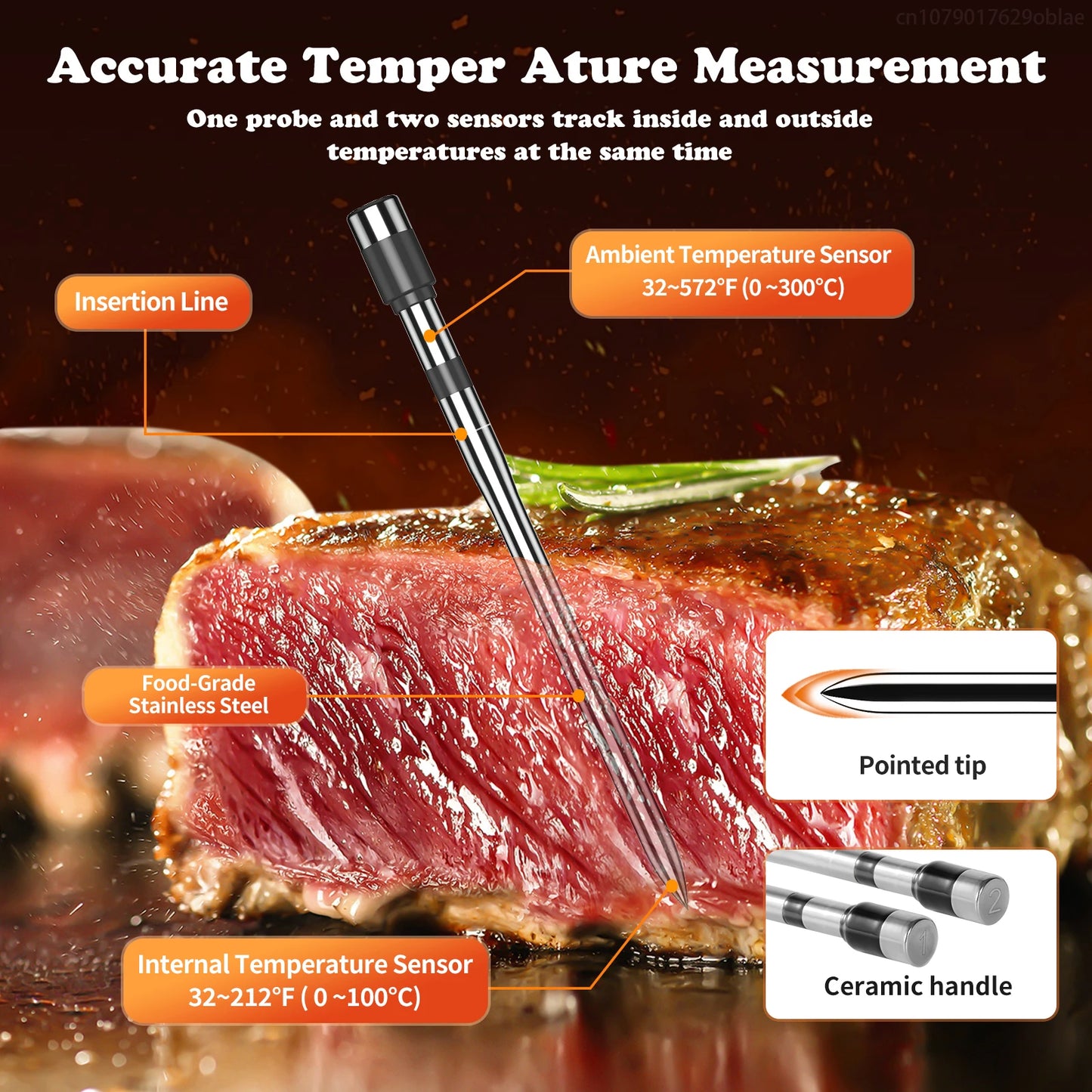 Wireless Bluetooth Meat Thermometer with LED Display