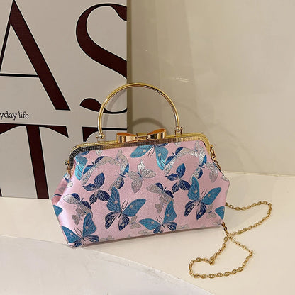 Vintage Embroidered Chain Clutch Handbag