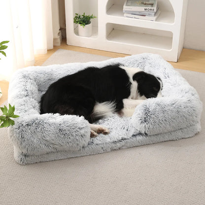 Half Surround Plush Dog Bed with Removable Cushion