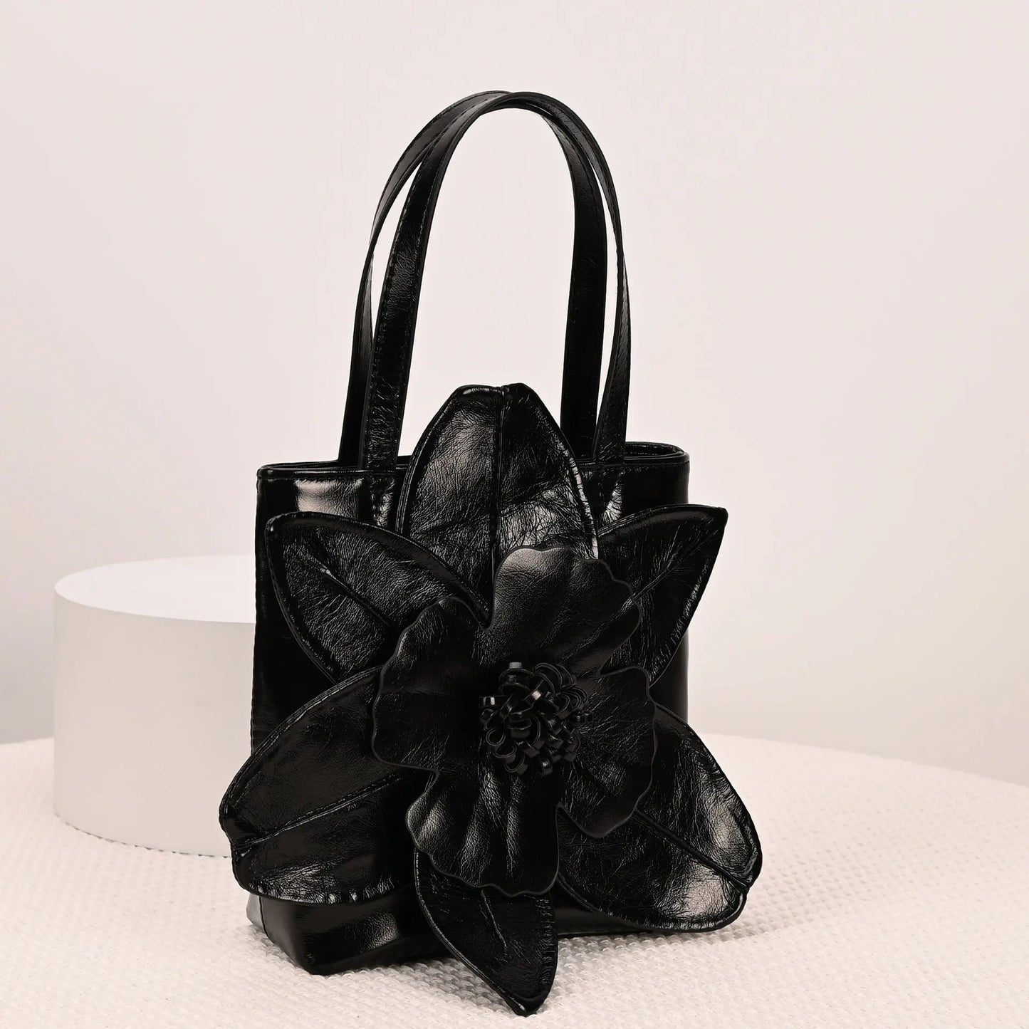 3D Floral PU Leather Bucket Handbag