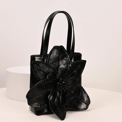 3D Floral PU Leather Bucket Handbag