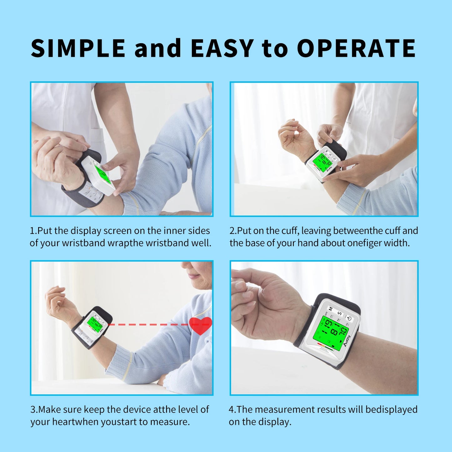 Automatic Wrist Blood Pressure Monitor with Voice Display