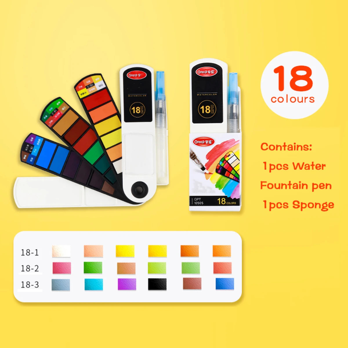 Portable Watercolour Paint Set with Folding Palette