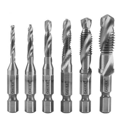 1/2/3/6Pcs Tap Drill Bit Hex Shank Titanium Plated HSS Screw Thread