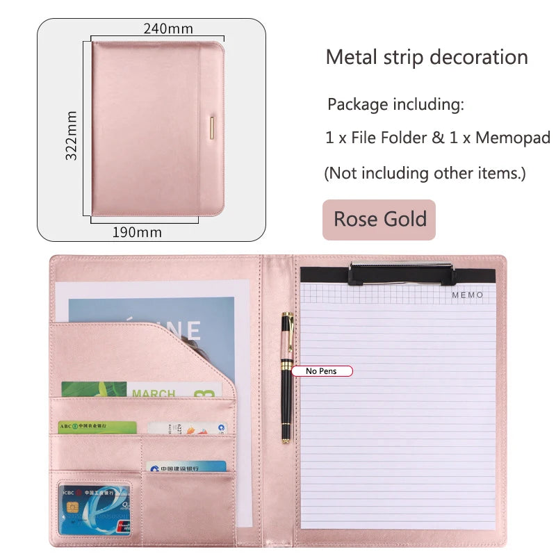 A4 Leather Business Padfolio Clipboard Folder