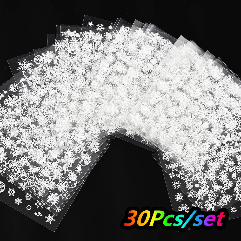 3D Glitter Flower Nail Stickers