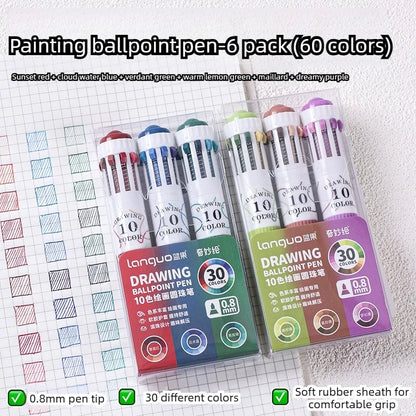 0.8mm Soft Grip Multi-Colour Ballpoint Pen for Drawing & Writing