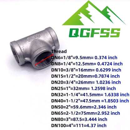 304 Stainless Steel BSP Female Thread Equal Tee Pipe Fitting