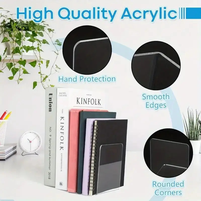 Clear Acrylic Bookends Set