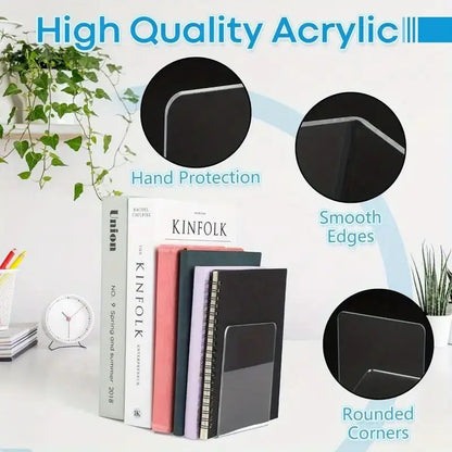 Clear Acrylic Bookends Set