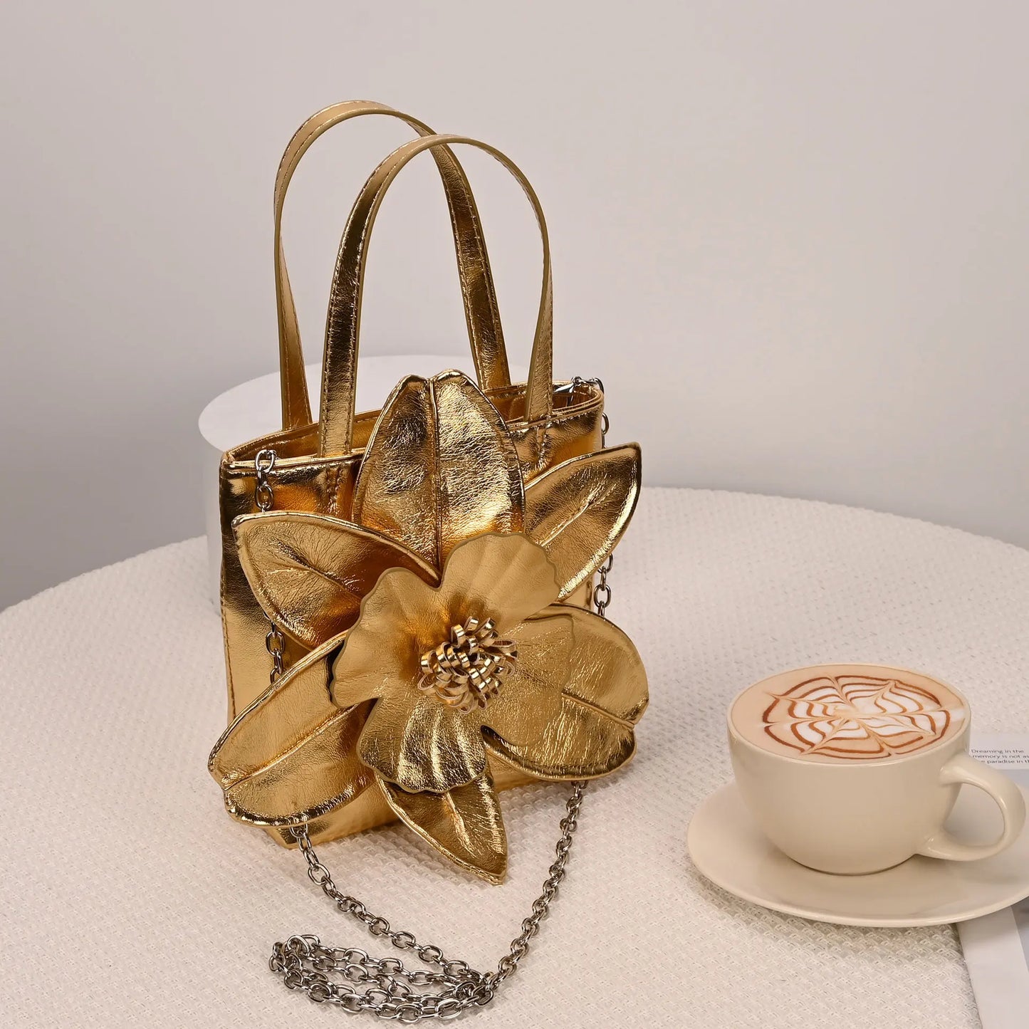 3D Floral PU Leather Bucket Handbag
