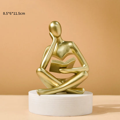 Abstract Thinker Reading Sculpture