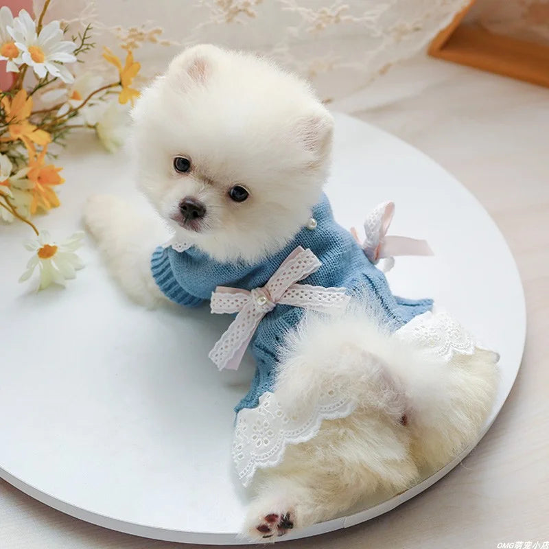 Wool Princess Skirt Pet Sweater for Dogs & Cats