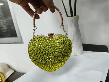 Luxury Heart Crystal Rhinestone Evening Clutch Bag