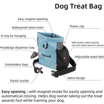 Dog Treat Bag – Portable Training Snack Pouch with Waist Belt