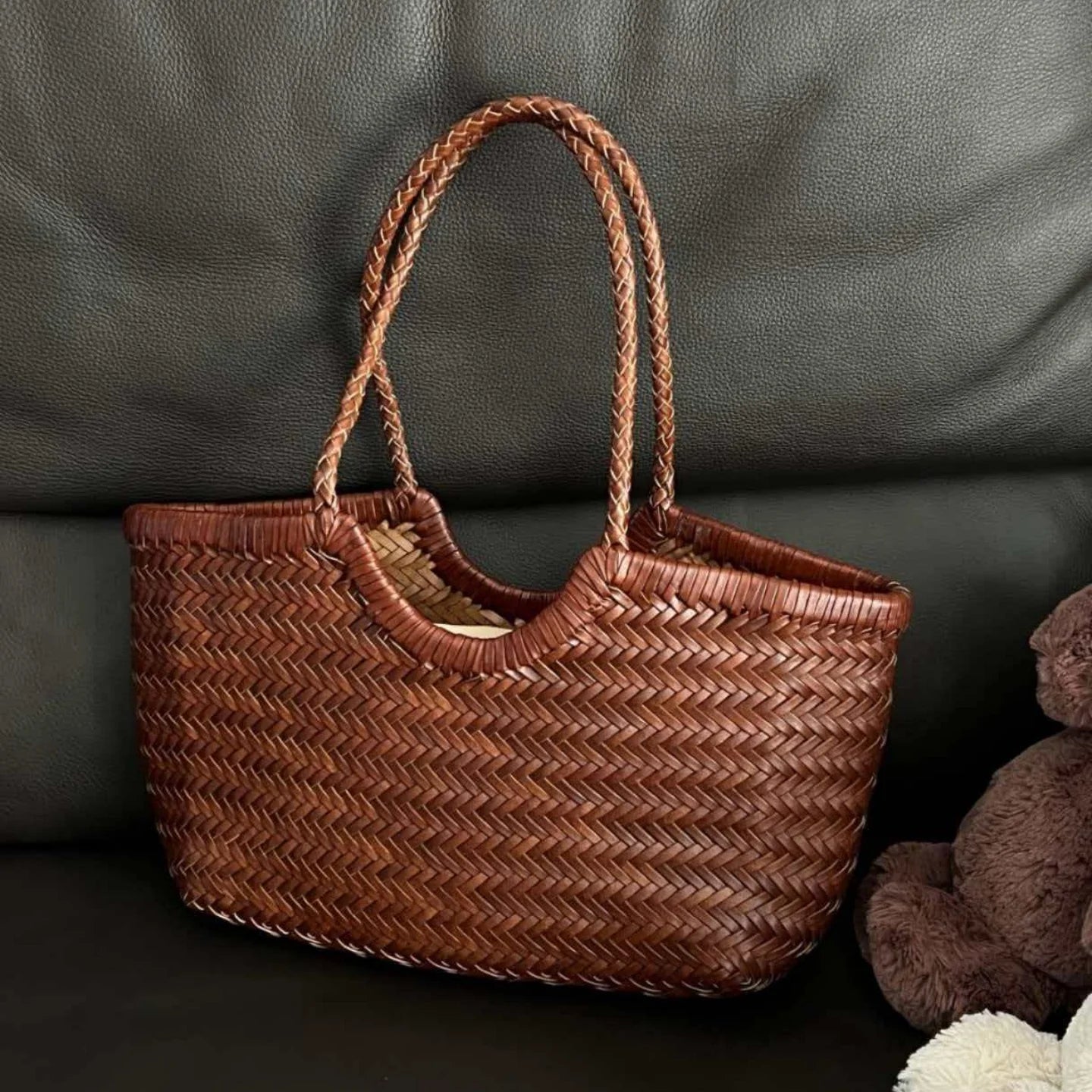 Handwoven Leather Tote Bag