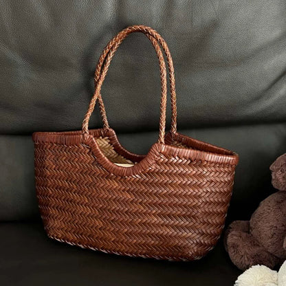 Handwoven Leather Tote Bag