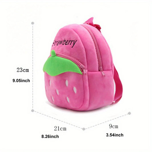 Cartoon Strawberry Plush Kids Backpack